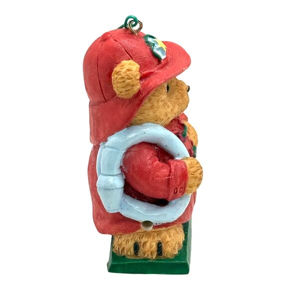 1997 Avon Fireman Teddy Bear Ornament Your Special Package Topper - Picture 4 of 8